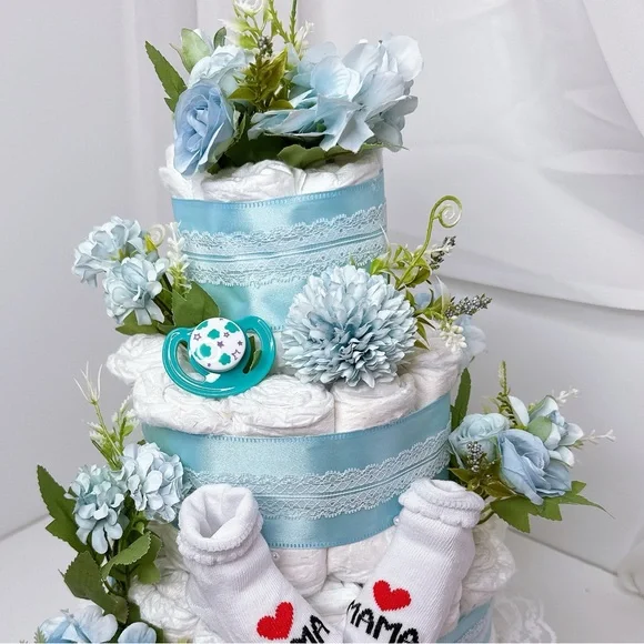 Flowers Boy Diaper Cake, Baby Shower Gift
